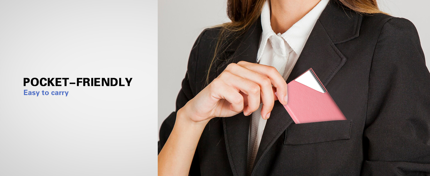 Padike Business Card Holder, PU Leather & Stainless Steel Multi Card Case for Men & Women, Name Card Holder, Credit Card Wallet, ID Case/Holder with Magnetic Closure (Pink) 12 Padike Business Card Holder, PU Leather & Stainless Steel Multi Card Case for Men & Women, Name Card Holder, Credit Card Wallet, ID Case/Holder with Magnetic Closure (Pink)-