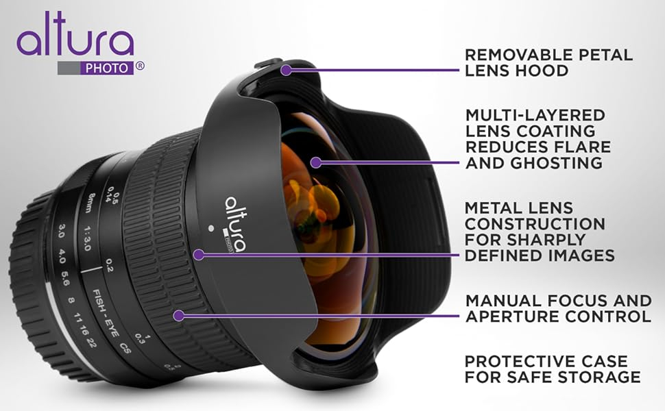 Altura Photo 8mm f/3.0 Professional Wide Angle Lens Aspherical Fisheye for Canon EOS 90D 80D 77D Rebel T8i T7 T7i T6i T6s T6 T100 SL2 SL3 DSLR Cameras with EF Mount 9 Altura Photo 8mm f/3.0 Professional Wide Angle Lens Aspherical Fisheye for Canon EOS 90D 80D 77D Rebel T8i T7 T7i T6i T6s T6 T100 SL2 SL3 DSLR Cameras with EF Mount-