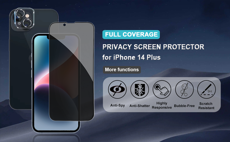 Pehael 2+2Pack for iPhone 14 Plus Privacy Screen Protector with Camera Lens Protector, Full Coverage, Anti-Spy, Tempered Glass Film, 9H Hardness, Upgrade Edge Protection, Easy Installation, Bubble Free, 6.7 inch 10 Pehael 2+2Pack for iPhone 14 Plus Privacy Screen Protector with Camera Lens Protector, Full Coverage, Anti-Spy, Tempered Glass Film, 9H Hardness, Upgrade Edge Protection, Easy Installation, Bubble Free, 6.7 inch-