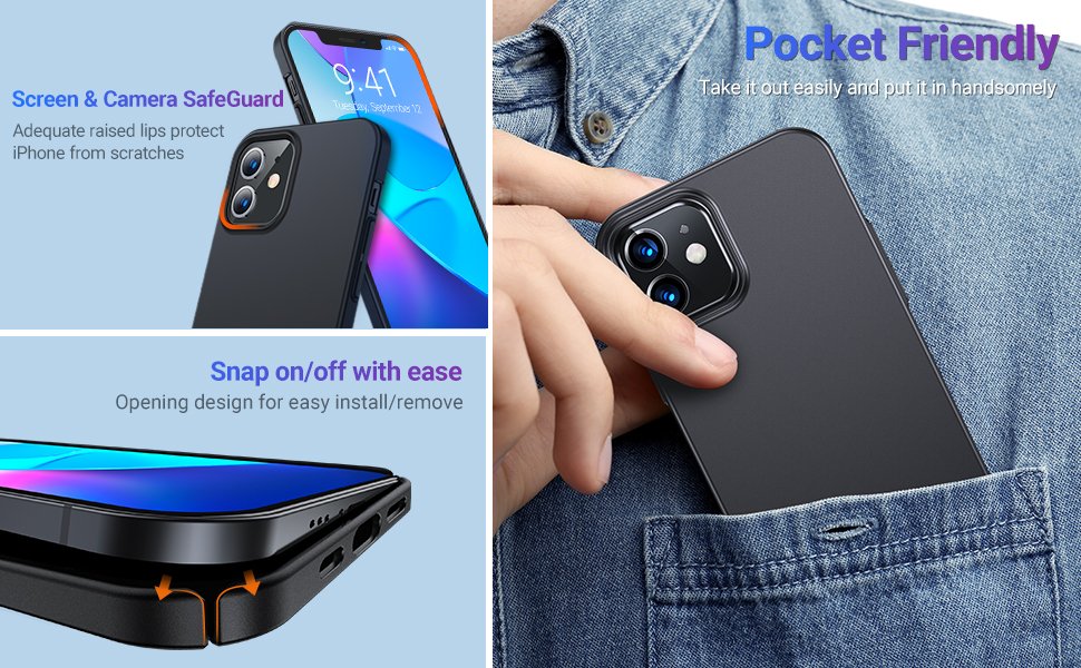 TORRAS for iPhone 12 Case/iPhone 12 Pro Case Slim Fit, Protective Sturdy Hard Cover, Super Thin Lightweight Phone Case for iPhone 12 Phone Case, 6.1 Inch, Matte Black 10 TORRAS for iPhone 12 Case/iPhone 12 Pro Case Slim Fit, Protective Sturdy Hard Cover, Super Thin Lightweight Phone Case for iPhone 12 Phone Case, 6.1 Inch, Matte Black-