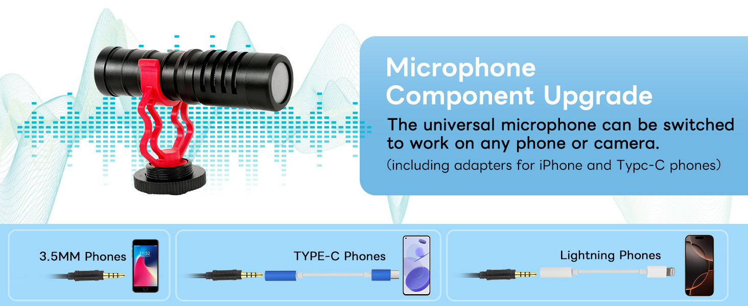 Vlogging Kit for iPhone, Android, Camera, Compatible with YouTube Starter Kit with Rechargeable LED Light + Microphone + Phone Clip + Aluminum Desktop Tripod for Vlogging, Instagram, TikTok 12 Vlogging Kit for iPhone, Android, Camera, Compatible with YouTube Starter Kit with Rechargeable LED Light + Microphone + Phone Clip + Aluminum Desktop Tripod for Vlogging, Instagram, TikTok-