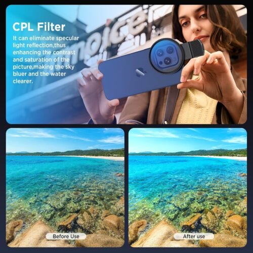 52mm Polarizing Filter for iPhone, Circular Polarized Lens with Upgraded Clip,Rotatable Cpl Filter Compatible with iPhone 16/15/14/13 Pro Max Samsung Moto Google TCL Phone - 이미지 2