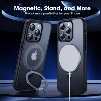 CASEKOO Designed for iPhone 14 Pro Max Case with Magnetic Invisible Stand [Military Drop Protection] [Compatible with MagSafe] Shockproof Slim Matte Translucent Promax Case 6.7 Inch, Black - 이미지 8