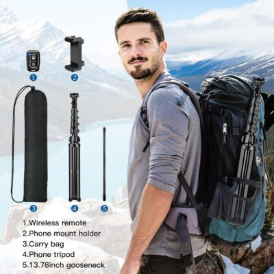 Phone Tripod Stand, 85" Tall Cellphone Tripod for iPhone with Gooseneck Remote, Flexible Portable Phone Stand for Recording, Compatible with iPhone 14 13 12 pro Android Camera - 이미지 8