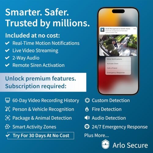 Arlo Essential Wireless Security Camera 2nd Gen with Solar Panel - Outdoor & Indoor Wireless Camera with Integrated Spotlight, Color Night Vision, Motion Sensor & DIY Setup - White, 1 Pack, VMK3050 - 이미지 5