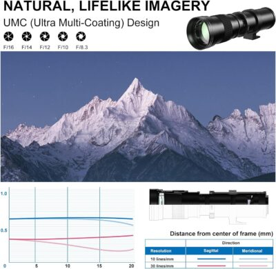 EF/EF-S 420-800mm F/8.3 Telephoto Zoom Lens - Manual DSLR Cameras Lenses+ T-Mount for Canon EOS Rebel T8i/T7i/T7/T6s/T6i/T6/T5i/T5/T4i/T3i/T3/T2i/T1i/250D/750D/760D/1200D/1300D/2000D/4000D/6D/5D - 이미지 6