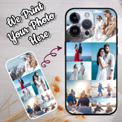 Custom Photo Phone Case for iPhone 15 14 13 12 11 Pro Max Mini Xr Xs X, Custom Personalized Picture Phone Case, Design Your Own Black TPU Soft Case, Gift for Family Friends Couple (7 Photos) - 이미지 2