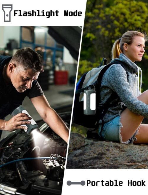 Foldable Camping Light Rechargeable Lantern, 10000mAh Power Bank, Portable Flashlight, IP54 Waterproof, 1/4" Screw Adapter, 750LM, 5 Modes, LED Tent Light for Camping, Hiking, Fishing - 이미지 4