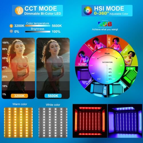 GVM 800D RGB Photography Lighting Kits with 3 Softboxes, 3 Packs Studio Lights with Bluetooth Control, YouTube Video Light with Upgrade18 Lighting Scenes, led Panel Lights for Video Recording - 이미지 3