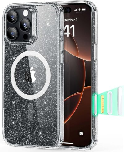 ESR for iPhone 16 Pro Case, Compatible with MagSafe, Shockproof Military-Grade Protection, Magnetic Phone Case for iPhone 16 Pro, Classic Hybrid Case (HaloLock), Clear Shimmer