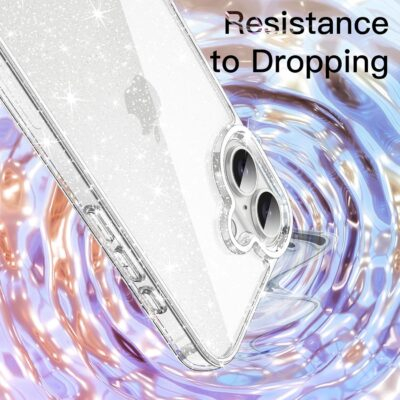 JETech Glitter Case for iPhone 16 6.1-Inch, Bling Sparkle Shockproof Phone Bumper Cover, Cute Sparkly for Women and Girls (Clear) - 이미지 5