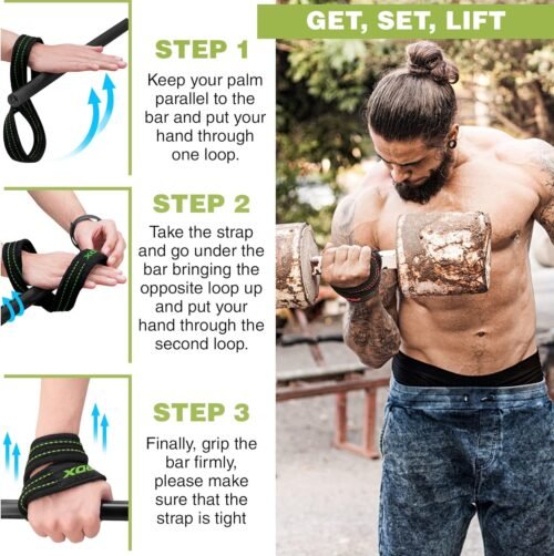 RDX Weight Lifting Straps Figure 8, Anti Slip Strap with Cuffs Wrist Support for Gym Workout Deadlift Powerlifting Bodybuilding Weightlifting, Fitness Strength Training, Hand Bar Grip for Men - 이미지 5