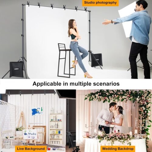 LINCO Backdrop Stand for Parties Kit 10x7 ft Adjustable Back Drop Photography Studio Photo Background Support System with Clamps, Sand Bag, Carrying Bag 4172 - 이미지 6