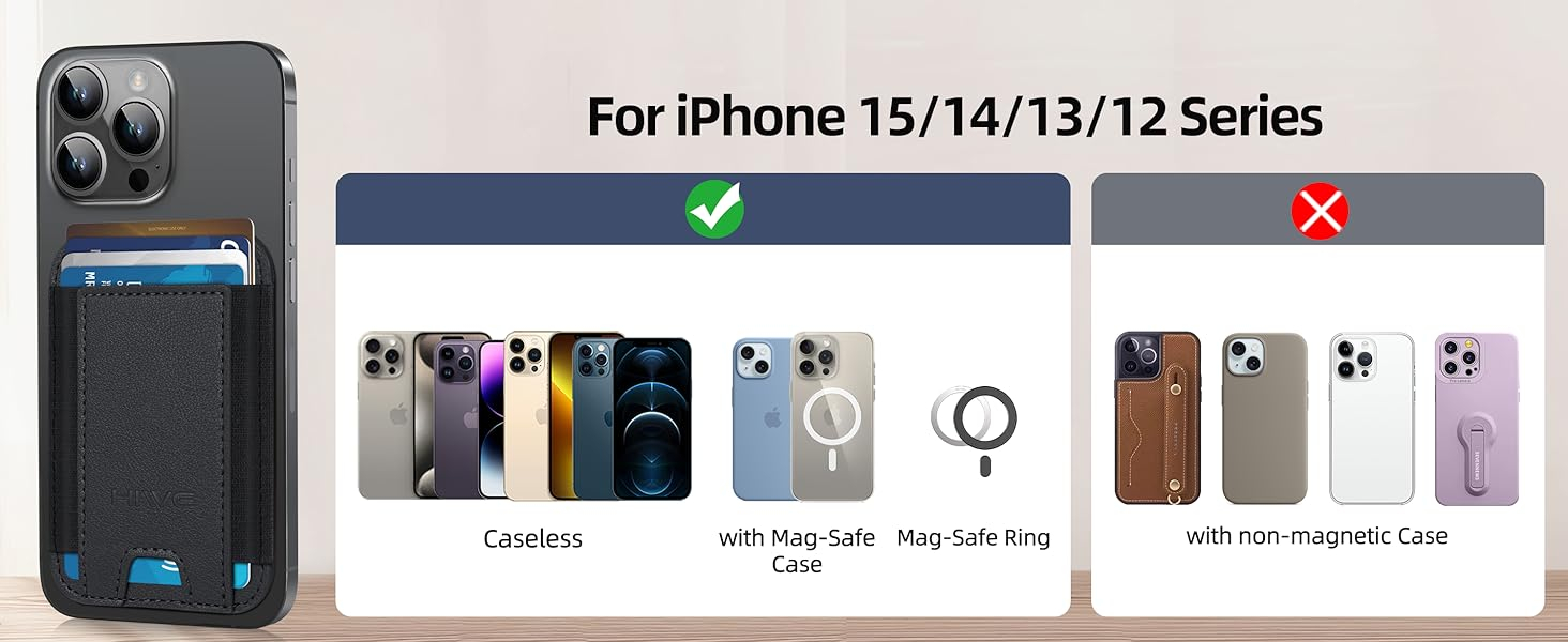 for MagSafe Wallet, Strongest Magnetic Wallet for iPhone 16/15/14/13/12 Series, 7 Cards Holder, Magnetic Phone Wallet, Leather Minimalist Slim RFID for iPhone Wallet, 1 Slot, Black & Black 15 for MagSafe Wallet, Strongest Magnetic Wallet for iPhone 16/15/14/13/12 Series, 7 Cards Holder, Magnetic Phone Wallet, Leather Minimalist Slim RFID for iPhone Wallet, 1 Slot, Black & Black-