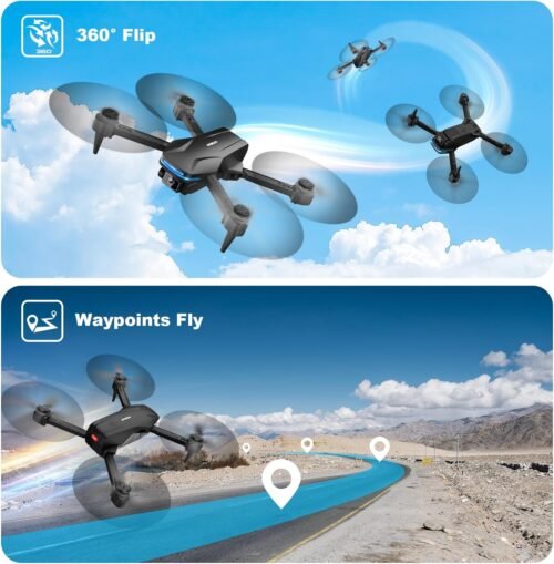 Drone with Camera 1080P HD FPV Foldable Drone for Beginners and Kids, Quadcopter with Voice Gesture Control with Carrying Case, One Key Take Off/Land, Optical Flow Positioning, 360° Flip, Waypoint Fly - 이미지 5