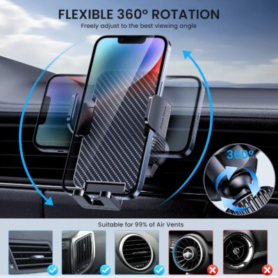Phone Mount for Car Holders Cell Phone Holder Hands Free Phone Stand for Car Vent Automobile Mount Fit iPhone Android Smartphone Universal - 이미지 5