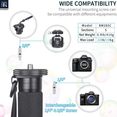 Carbon Fiber Camera Monopod INNOREL RM285C Professional Portable Compact Lightweight Travel 5-Section Monopod for Canon Nikon Sony DSLR Camera Video Camcorder DV Photography Bracket Load 22lbs/10kg - 이미지 2