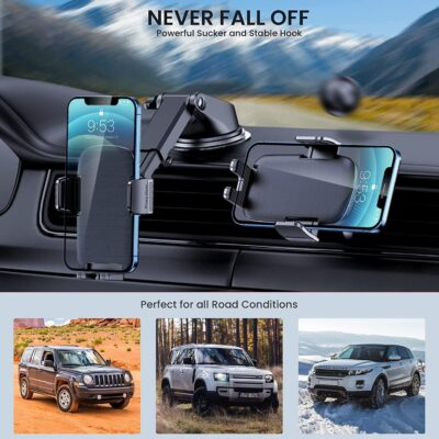 TICILFO Phone Mount for Car Phone Holder [Military-Grade Suction & Stable Clip] Car Phone Holder Mount Windshield Dashboard Air Vent Universal Automobile Mount Fit for All iPhone Android Smartphones - 이미지 6