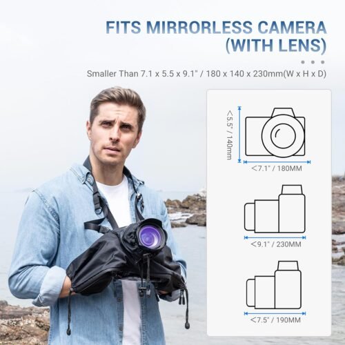 Mirrorless Camera Rain Cover with Openable Viewing Window & Strap Mountable Design Waterproof Camera Raincoat Sleeve Protector for Canon EOS R6 R5 Mark II R8 R7 Rp Nikon Z6III Z6II Z7II Z8 Z5 Z50II Zf - 이미지 2