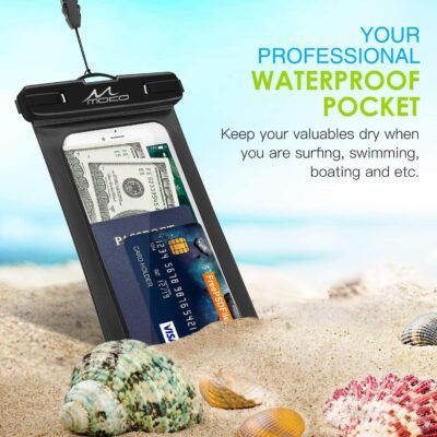 MoKo Waterproof Phone Pouch Holder, Cellphone Case Dry Bag with Lanyard Armband Compatible with iPhone 14 13 12 11 Pro Max, Samsung S21/S20/S10, Black - 이미지 6