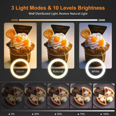 Upgrade Ring Light Overhead Camera Phone Mount for Desk, Evershop 10” Selfie Light with Stand Tripod for iPhone, Light with Phone Holder for Video Recording,Zoom Meeting,Live Streaming Tiktok,YouTube - 이미지 4