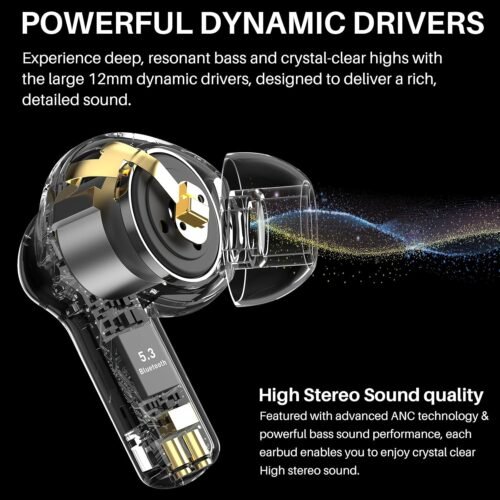 TOZO Hybrid Active Noise Cancelling Wireless Earbuds with 6 Mics AI Clear Call Ear Buds 55H Playtime with LED Display 32 Preset EQs via APP Bluetooth 5.3 IPX8 Waterproof in Ear Headphones - 이미지 6