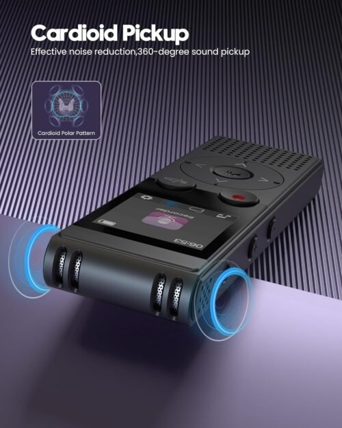 128GB Digital Voice Recorder - 3072 Kbps HD Recording Voice Recorder with Playback Dual Microphone A-B Repeat Recording Monitoring & Noise Reduction Voice Activate Recording & lock screen key - QIUOIO - 이미지 7