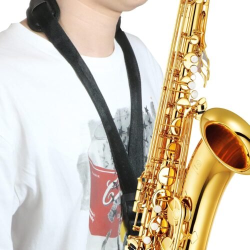 KUWAN Saxophone Neck Strap Soft Sax Leather strap Padded for Alto Sax Tenor Clarinet Baritone Soprano Horn Music Instrument (1, BLACK) - 이미지 3