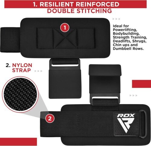 RDX Weight Lifting Hooks Straps Pair, Non-Slip Rubber Coated Grip, 7mm Neoprene Padded Wrist Wrap Support Powerlifting Deadlift Pull Up Fitness Strength Training, Gym Bodybuilding Workout, Men Women - 이미지 6