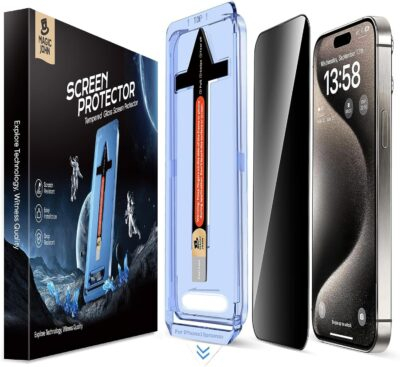MAGIC JOHN 2 Pack for iPhone 15 Pro Max 6.7 inch Privacy Glass Screen Protector, Auto Dust-Elimination Installation, Bubble Free, Easy Installation