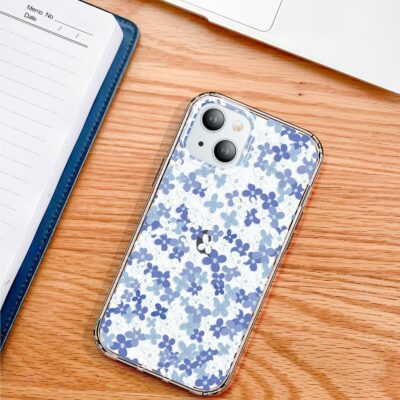 for iPhone 15 Case Clear 6.1 Inch with Pattern Design, Protective Slim TPU Cover + Shockproof Bumper for Women and Girls (Tiny Flowers/Blue) - 이미지 6