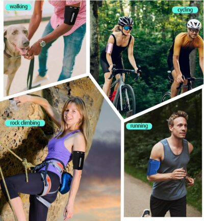 HiRui Running Armband Sleeve Universal Sports Armband Cell Phone Holder Armband for Exercise Workout, Compatible with iPhone 16/15/14/13/Plus/Pro Samsung Galaxy All Phones (M, Black) - 이미지 7