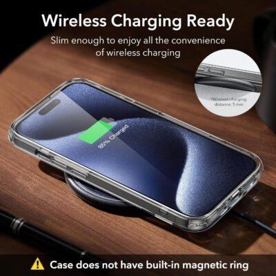 ESR for iPhone 15 Pro Max Case, Metal Kickstand Case, 3 Stand Modes, Military-Grade Drop Protection, Supports Wireless Charging, Slim Back Cover with Patented Kickstand, Boost Series, Clear - 이미지 6