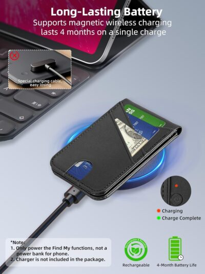 TopMade for MagSafe Wallet, Works with Apple Find My, Magnetic Wallet for iPhone 16/15/14/13/12 Series, for iPhone Wallet Stand with Finder Tracker, 6 Card Holder, RFID Blocking, Slim, Black - 이미지 6