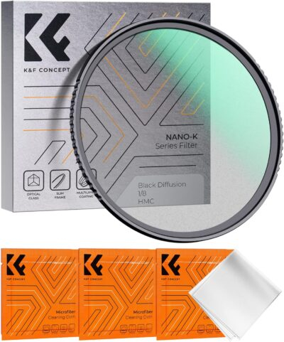 K&F Concept 82mm Black Diffusion 1/8 Filter, Mist Dreamy Cinematic Effec Filter for Video/Vlog/Portrait Photography K-Series