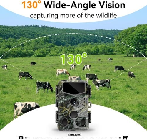 Trail Camera, 48MP 4K Game Camera with 0.1s Trigger Time, 130°Wide-Angle, Trail Cameras with Night Vision Motion Activated Waterproof IP66, 2.0”Screen Trail Cam for Wildlife Monitoring - 이미지 4