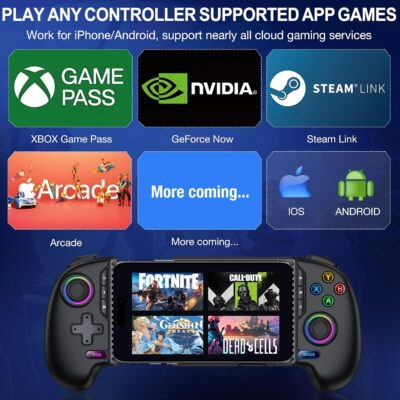 NinjaPlusOX Mobile Game Controller for iPhone/Android with Hall Joystick and LED, Wireless Phone Controller with Phone Case Support, Compatible with Xbox Game Pass, Steam Link, Call of Duty, Roblox - 이미지 2