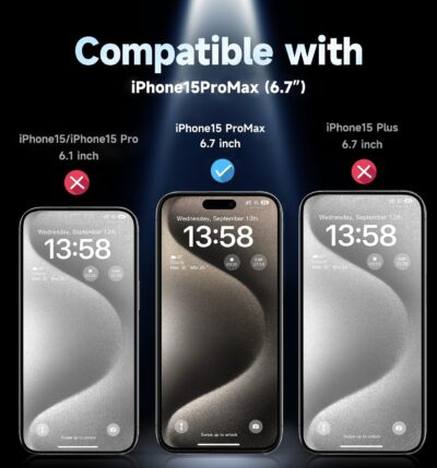 MAGIC JOHN 2 Pack for iPhone 15 Pro Max 6.7 inch Privacy Glass Screen Protector, Auto Dust-Elimination Installation, Bubble Free, Easy Installation - 이미지 2