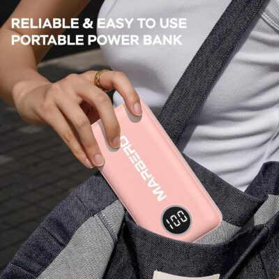 MARBERO Power Bank, Portable Charger, 10,000mAh Battery Pack with Fast Charging USB-A and USB-C for Smartphone Ipad Laptop(Pink) - 이미지 3