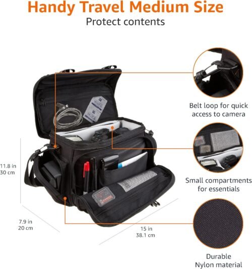 Amazon Basics Large DSLR Gadget Bag, Black with Grey Interior - 이미지 5