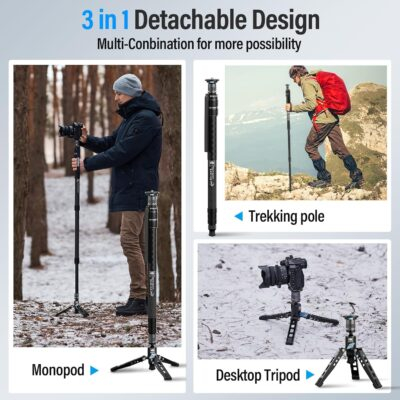 SIRUI SVM-145 Rapid Monopod with Feet, 57” Professional Carbon Fiber Camera Monopod, One-Step Rapid Height Adjustment, Modular 3 in 1, Max Load 22lbs - 이미지 5