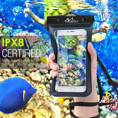 MoKo Waterproof Phone Pouch Holder, Cellphone Case Dry Bag with Lanyard Armband Compatible with iPhone 14 13 12 11 Pro Max, Samsung S21/S20/S10, Black - 이미지 2