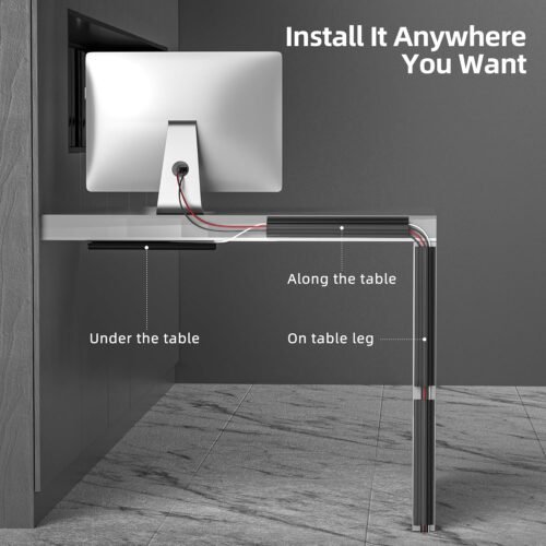 YECAYE 6X15.7in Cable Management, Cord Organizer,Easy Install Self-Adhesive Cable Organizer,Cord Management, Desk Wire Holder for Office Organization,Child and Pet Proofing, Black - 이미지 4