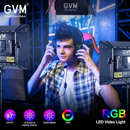 GVM 800D RGB Photography Lighting Kits with 3 Softboxes, 3 Packs Studio Lights with Bluetooth Control, YouTube Video Light with Upgrade18 Lighting Scenes, led Panel Lights for Video Recording - 이미지 4