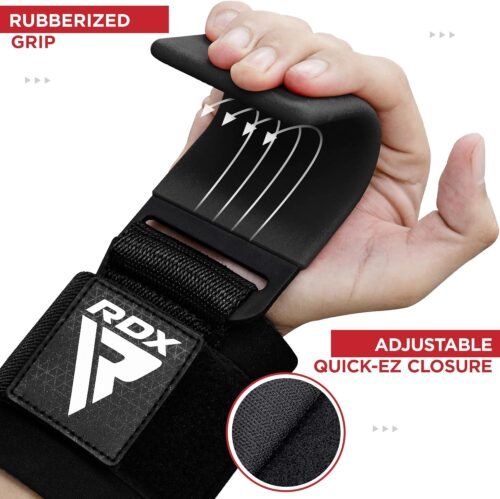 RDX Weight Lifting Hooks Straps Pair, Non-Slip Rubber Coated Grip, 7mm Neoprene Padded Wrist Wrap Support Powerlifting Deadlift Pull Up Fitness Strength Training, Gym Bodybuilding Workout, Men Women - 이미지 4
