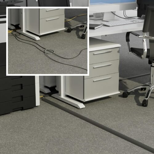 D-Line 6ft Floor Cord Cover, Cable Channel, Protect Cords, Prevent Trips - 0.63" W x 0.31" H - Gray - 이미지 4