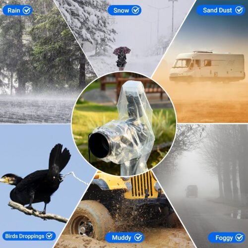 2 Pack 18" Long Camera Lens Rain Cover Raincoat with Flash Dust Sleeve Protector for Canon EOS R5 R6 Rp 5D 6D 7D 90D 80D 77D 70D Nikon Z7II Z6II Z5 Z50 D850 D810 D780 D750 D610 D500 D3500 D5600 D7500 - 이미지 7