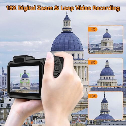 UHD 8K Underwater Camera, 70MP 33FT WiFi Waterproof Digital Camera with 64GB Card, Auto Focus Waterproof Dual-Screen Selfie 2500mAh Battery, 18X Floatable Digital for Snorkeling, Orange - 이미지 7