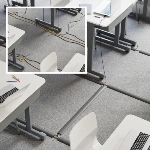 D-Line 6ft Floor Cord Cover, Cable Channel, Protect Cords, Prevent Trips - 0.63" W x 0.31" H - Gray - 이미지 5