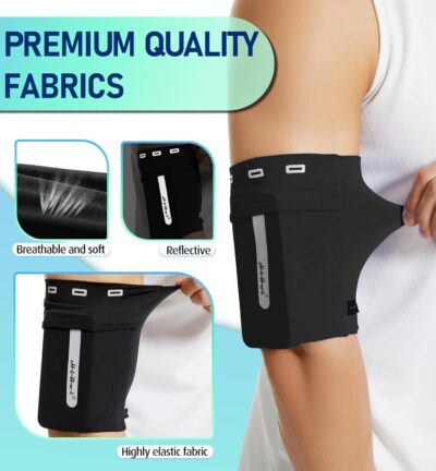 HiRui Running Armband Sleeve Universal Sports Armband Cell Phone Holder Armband for Exercise Workout, Compatible with iPhone 16/15/14/13/Plus/Pro Samsung Galaxy All Phones (M, Black) - 이미지 4